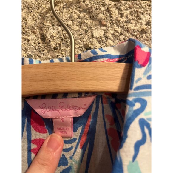 Lilly Pulitzer Sails Print Button-Down Shirt S Bright Multi-Color Long Sleeve Li - Picture 3 of 7